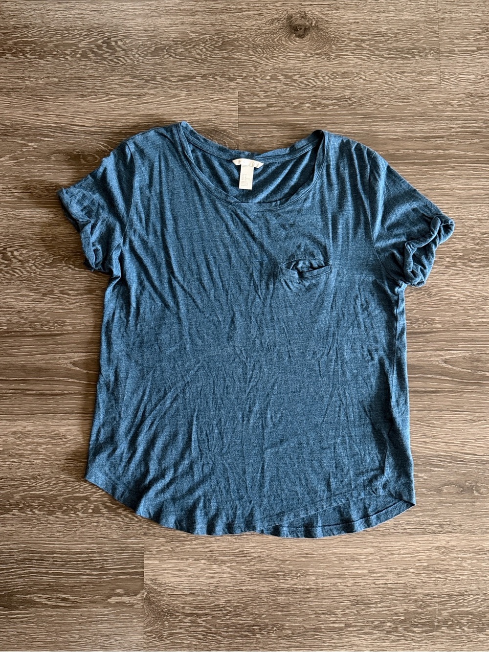 H&M Short-Sleeve Pocket Tee in Denim Blue